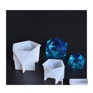 Molds Polygonal Cone Sile Resin Mold Epoxy Ball Ice Crystal Craft Mod Two Size For Home Decoration Diy Jewelry Making Drop Delivery Dh6Re