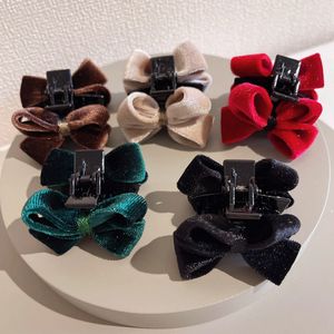 Velvet Bow Hair Clip Elegant Ribbon Tie Hairpins Barrettes Vintage Women Girls Black Wine Red Hairs Clip Prom Accessories 1367