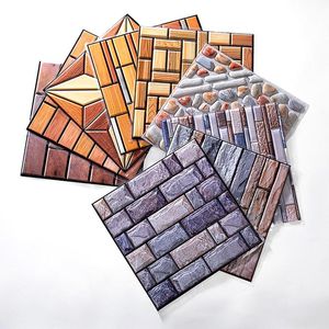 Window Stickers 3D Stone Brick Wall Paper Home Decoration Wallpaper Khaki/Red/Blue Contact Bedroom Self-adhesive Sticker