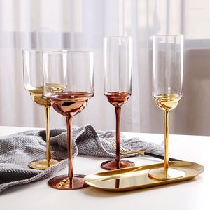 Wine Glasses 200-350ml Creative Electroplating Goblet Lead-Free Crystal Glass Affordable Luxury Fashion Red Champagne Cup