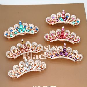 3D Crown Hairpin Ribbon Children's Girls Headwear Baby Women Princess Hairpins Hair Clip Accessories Little Girl Rhinestone 1361