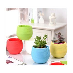 Fioriere Vasi Mini Round Plastic Succent Plant Vaso da fiori Giardino Home Office Desktop Decor Micro Landscape Planter Unbreakable Flo Dhqbu