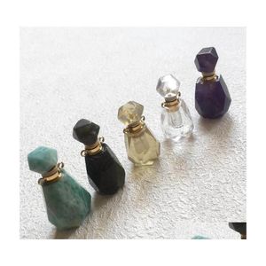 Pendant Necklaces Fuwo Faceted Per Bottle With Double Loops Trimmed Natural Gems Stone Essential Oil Diffuser Jewelry Wholesale Drop Dh4Tu