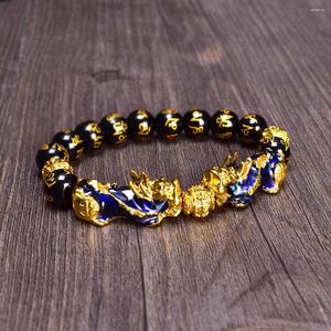 Strand sânscrito charme bracelete feng shui pixiu boa sorte pulseiras para homens mulheres chineses dragão piyao atraem riqueza joias de sorte