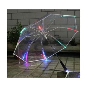 Paraplyer LED Lätt transparent för miljögåva som lyser glödande partiaktivitet PROPS Långhandtag T200117 Drop Delivery Home G DHSCR