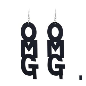 Stud Creative Geometric Letters Charms Acrylic Acicic Acid Sheet Ear Vintage OMG Statement Long Drop örhängen för kvinnor Leverans Jewe Dheti