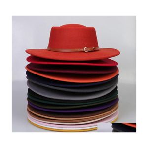 ケチな縁の帽子は、女性のためのフェドラを感じましたfedoras fedoras flat top mens mens hat woman man wide cap cap