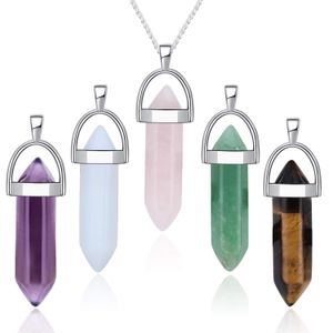 Pendants Crystal Necklace Hexagonal Pendant Gemstone Chakra Healing Stone Jewelry For Women Girls Men Birthday Gifts Drop Delivery Amb0G