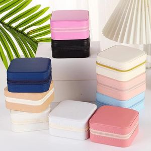Jewelry Storage Box Travel Organizer PU Leather Jewelry Case Earrings Necklace Ring Display Boxes Packaging for Proposal Wedding