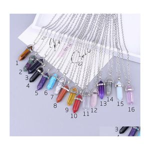 Pendant Necklaces 16 Styles Natural Crystal Opalite White Howlite Lapis Clear Quartz Aventurine Drop Delivery Jewelry Pendants Dhwfd