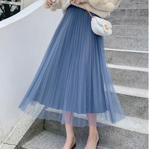 Skirts Skirt Faldas High Waist Largas Women Jupe Long Femme Korean Fashion Dress Vetement 2023 Clothing Multi-layer Net Yarn Pleated S