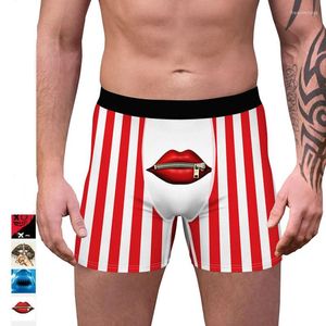 Underbyxor 2023 Autumn Red Lips Pantie 3D Digital Printing Sexiga herrarnas underkläder Boxer Briefs Otaaik Q520