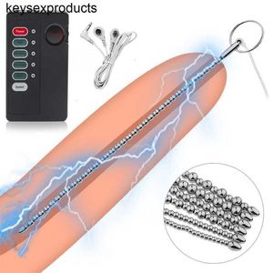 Adult Massager Male Penis Beads Electric Shock Urethral Catheter Sounding Dilator Plug Stainless Steel Bead Sex Toys for Men