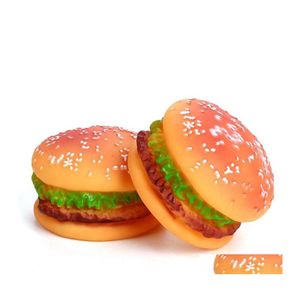 Dog Toys Chews Simation Hamburger Shaped Pet Funny Sound Squeak Chew Toy For Dogs Cats Training Spela Chewing Drop Delivery Home Dhluf