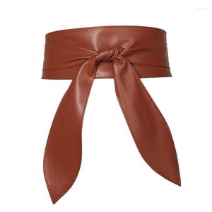 Belts Women Waistbelts Wide Girdle Soft Bow Ribbon Extra Long Belt Imitation Leather Clothing Accessory Waistbelt Cummerban