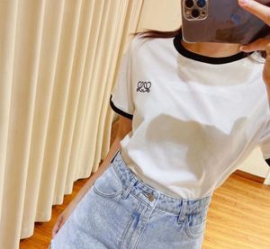 New 23ss Women's T-Shirt cotton-blend tee top Shorts Designer Suit Crew Neck Sleeve Sports Ladies solid Elastic Femme Vintage Tshirts