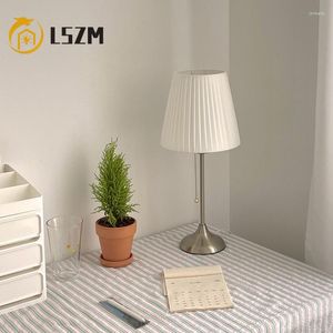 Table Lamps Nordic Pleated LED Lamp Dimming Desk Bedroom Bedside Night Light Home Decor Indoor Lighting