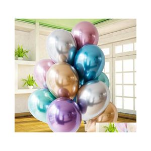 Party Decoration 50Pcs/Lot 12Inch Glossy Metal Pearl Latex Balloons Thick Chrome Metallic Colors Inflatable Air Balls Globos Birthda Dhuvh