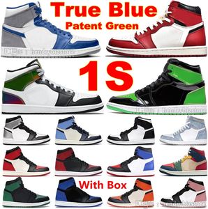 With Box 1s True Blue basketball shoes Lost found Mens 1 Green Patent Gold Sneakers Heat Reactive Multi Color Dark Mocha Starfish Banned Bubble Gum Fearless Trainers