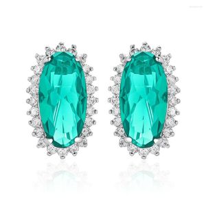 Stud Earrings Carribean Blue Cubic Zirconia Lever Back Luxury Shiny Crystal Zircon Women Party Jewelry Gifts For Mom Wife