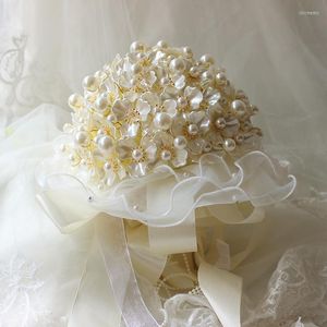 Wedding Flowers Bouquet Simulation Luxury Crystal Pearl Boudoir Honey Gift Diy Material Bag