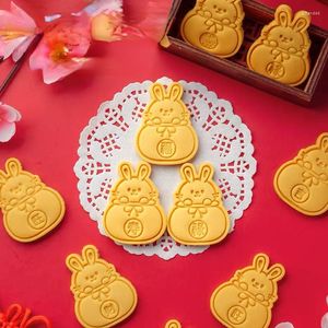 Pişirme kalıpları 2023 Çin yılı şanslı çantalar kurabiye kabartma makinesi kalıplar çizgi film fondan bisküvi kesici Paskalya parti kek dekorasyonu