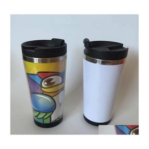 Tumblers 15oz storyboard vattenresor muggar inuti rostfritt st￥l utanf￶r plast 450 ml koppar f￶r kaffe te drop leverans hem garde dh2oa