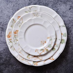 Płytki Złoty udar Klasyczny ceramiczny obiad Talerz American Vintage Malowane gałęzie dekoracyjne deser