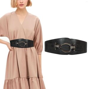 Bälten Kvinnor Fashion Wide Midje Belt Elastic Stretch med Interlock Buckle Mens Leather