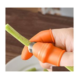 Cooking Utensils Sile Thumb Knifeadd5Pcs Finger Protector Gears Cutting Vegetable Harvesting Knife Pinching Plant Blade Scissors Gar Dhq3K