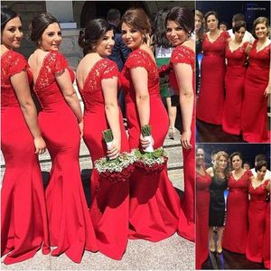 Bridesmaid Dress Mermaid Ball Gown Plus Size Custom V-Neck Dresses Sleeveless Applique Evening Lace Prom Party