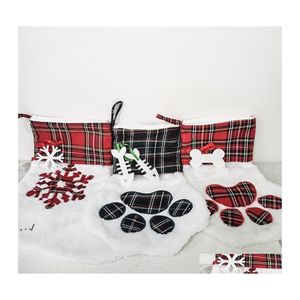 Рождественские украшения чулки для кошачьей собаки пау чулки Пушистые Санта