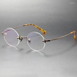 Sunglasses Frames Retro Round Frameless Ultralight Pure Titanium Glasses Frame Men Women Kmn272 Small Face Myopia Reading Eyewear Rimless