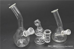 Thick mini travel Small glass water bongs mini smoking pipes drop down recycler rigs oil beaker bowl downstem bubbler perc 14mm 10mm