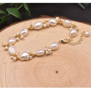 Strand Natural Water Fresh White Pearl Bracelets para Mulheres Bracelet de Aniversário Jóias Finas Acessórios Ajustados