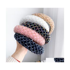 Stirnbänder Frauen Mädchen Haar Sticks Hoop Haarbänder Kristall Stirnband Handgemachte Perlen Schwamm Band Braut Hochzeit Party Geschenk Drop Delive Dhfz1