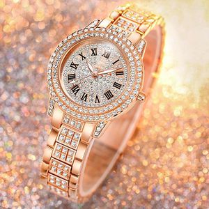 Wristwatches 2023 Ladies Diamond Gold Watch Gypsophila Rhinestone Bracelet Female Relogio Feminino