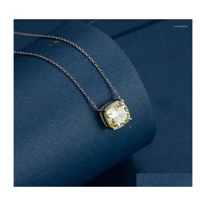 Pendant Necklaces Fashion Gift Online Celebrity S925 Sier Color 10 High Carbon Diamond Necklace Simple Yellow Drop Delivery Jewelry P Dh2Yh