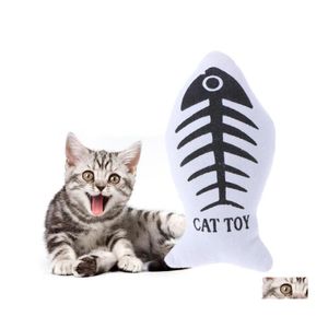 Cat Toys Soft Canvas Plush Creative Fish Shape Toy Gifts Catnip Stuffed Pillow Doll Simation Playing For Pet Drop Delivery Home Gard Dhmbf