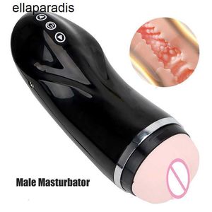 Adult massager 21cm Male Masturbator Vibrator Real Pussy Vaginal For Men 18 Penis Pump Enlargement Glans Sucking Sex Toys Erotic Products