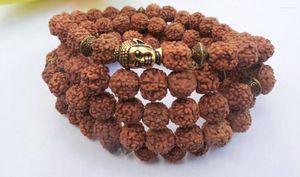 Filo di 108 perle di Mala Collana con bracciale Rudraksha Braccialetti di preghiera yoga con semi naturali di Bodhi Polso di Buddha