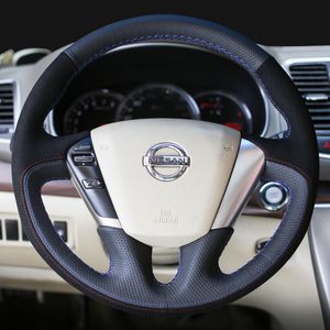 F￶r Nissan Teana Murano Z51 Elgrand Quest Anpassad h￶gkvalitativ mocka l￤der hand s￶mnad rattskydd