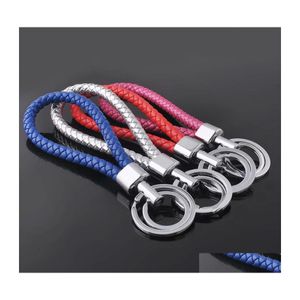 Schlüsselanhänger, Lanyards, Pu-Leder, Schlüsselanhänger, Bonbonfarben, gewebtes Seil, DIY-Taschenanhänger, Legierung, Auto-Schlüsselanhänger, Ringhalter, Ringe, Geschenke, Drop Del Dheba