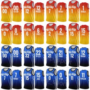 Bedrucktes All-Star-Basketballtrikot 2023 Stephen Curry 30 Luka Doncic 77 Ja Morant 12 Shai Gilgeous-Alexander 2 Klay Thompson 11 Russell Westbrook 0 Benutzerdefinierte Namensnummer