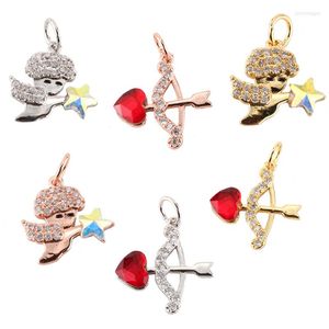 Charms Charm For Jewelry Making Supplies Gold Chubic Arrow Love Diy Earring Necklace Metal Copper Mosaic CZ Zircon Accessories
