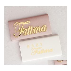 Party Decoration 12X Personalized Acrylic Gold Mirror Laser Cut Names Baby Name Tags Place Cards Wedding Table Decor Favor Chocolate Dhsrm