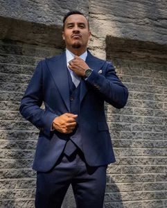 Męskie garnitury Blazers granatowy lapel mężczyzn kostium homme sukienka ślubna smoking Terno Masculino Slim Fit Groom Prom Party Blazer Coat VES