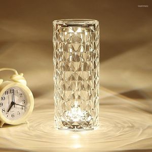 Nachtlichter Rose Crystal LED wiederaufladbare Tischlampe Touch dimmbar Wohnzimmer Schlafzimmer El Nachttisch Atmosphäre Licht