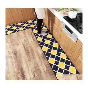 Teppiche Küche Streifen Geometrische Bodenmatte Teppich Badezimmer Absorbierende Hause Tür Schlafzimmer Set Drop Lieferung Garten Textilien Dhidj