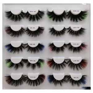 False Eyelashes Color Eyelash Faux Mink 3D Fake Lashes Natural Long Colored Lash Party Makeup Kit Colorf Eye Drop Delivery Health Be Dho9H